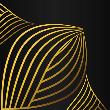 Siyah arkaplanda soyut altın çiçekli süsleme