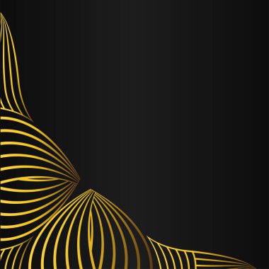 Siyah arkaplanda soyut altın çiçekli süsleme