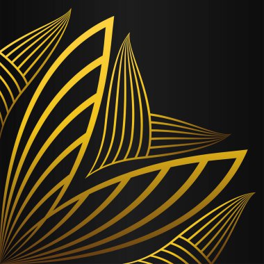 Siyah arkaplanda soyut altın çiçekli süsleme