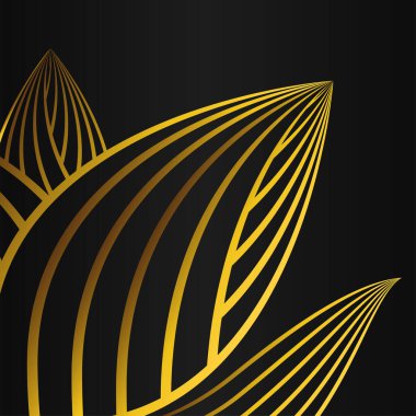 Siyah arkaplanda soyut altın çiçekli süsleme