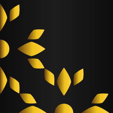 Siyah arkaplanda altın çiçekli süs