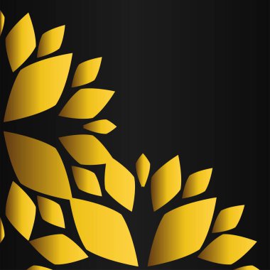 Siyah arkaplanda altın çiçekli süs
