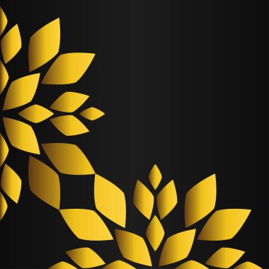 Siyah arkaplanda altın çiçekli süs