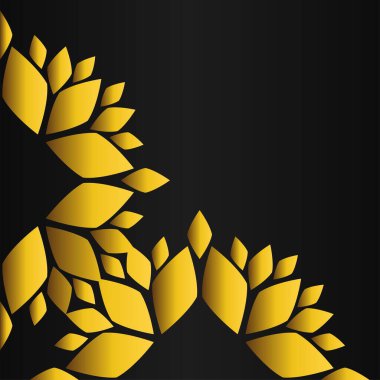 Siyah arkaplanda altın çiçekli süs