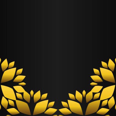 Siyah arkaplanda altın çiçekli çerçeve tasarımı