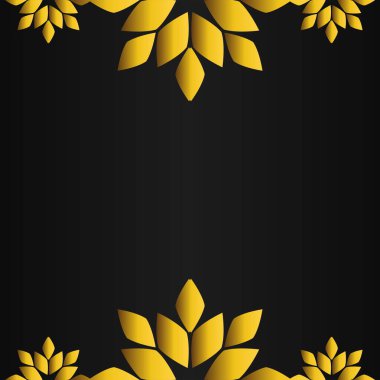Siyah arka planda altın çiçekli çerçeve