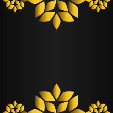 Siyah arka planda altın çiçekli çerçeve