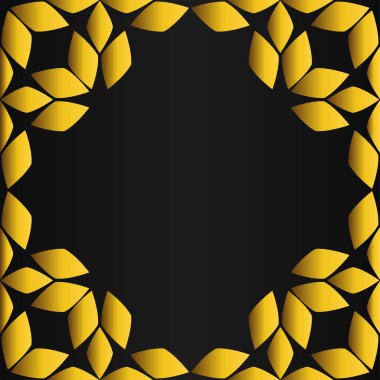 Siyah arka planda altın çiçekli çerçeve