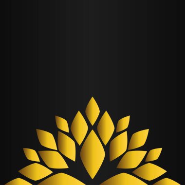 Siyah arkaplanda altın çiçekli süs