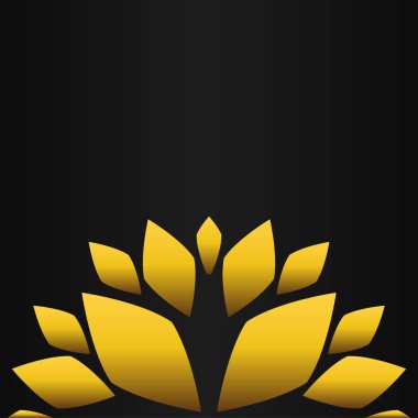 Siyah arkaplanda altın çiçekli süs