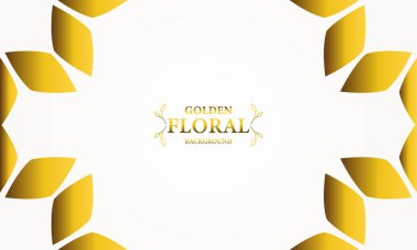 Altın yapraklı altın beyazı arka plan. Vektör çizimi. Reklam ve sunum için kullanılabilir.