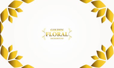 Altın yapraklı altın beyazı arka plan. Vektör çizimi. Reklam ve sunum için kullanılabilir.