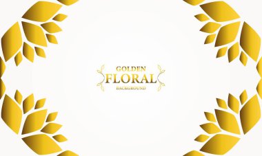 Altın yapraklı altın beyazı arka plan. Vektör çizimi. Reklam ve sunum için kullanılabilir.