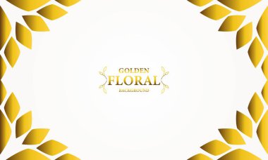 Altın yapraklı altın beyazı arka plan. Vektör çizimi. Reklam ve sunum için kullanılabilir.