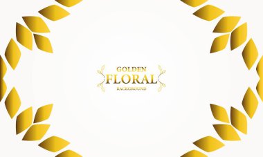 Altın yapraklı altın beyazı arka plan. Vektör çizimi. Reklam ve sunum için kullanılabilir.