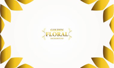 Altın yapraklı altın beyazı arka plan. Vektör çizimi. Reklam ve sunum için kullanılabilir.