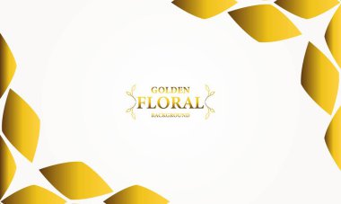 Altın yapraklı altın beyazı arka plan. Vektör çizimi. Reklam ve sunum için kullanılabilir.