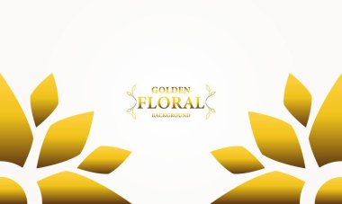 Altın yapraklı altın beyazı arka plan. Vektör çizimi. Reklam ve sunum için kullanılabilir.