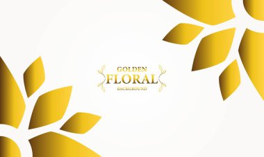 Altın yapraklı altın beyazı arka plan. Vektör çizimi. Reklam ve sunum için kullanılabilir.