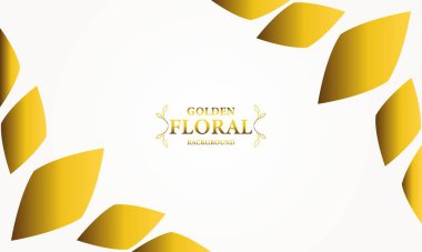 Altın yapraklı altın beyazı arka plan. Vektör çizimi. Reklam ve sunum için kullanılabilir.