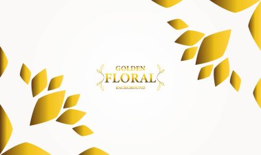 Altın yapraklı altın beyazı arka plan. Vektör çizimi. Reklam ve sunum için kullanılabilir.