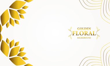 Altın yapraklı, soyut çiçek arkaplanı. Tasarımınız için vektör illüstrasyonu.