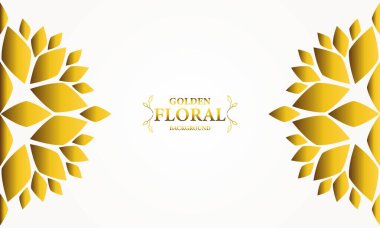 Altın yapraklı, soyut çiçek arkaplanı. Tasarımınız için vektör illüstrasyonu.