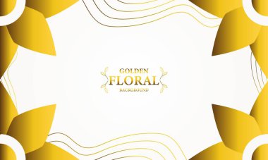 Altın yapraklı, soyut çiçek arkaplanı. Tasarımınız için vektör illüstrasyonu.