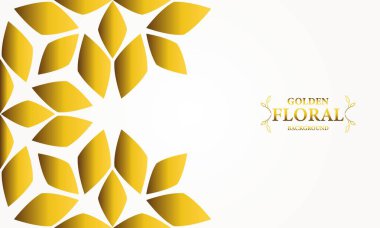 Altın yapraklı, soyut çiçek arkaplanı. Tasarımınız için vektör illüstrasyonu.