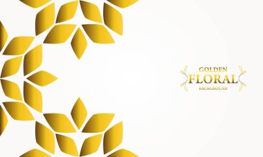 Altın yapraklı, soyut çiçek arkaplanı. Tasarımınız için vektör illüstrasyonu.