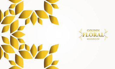 Altın yapraklı, soyut çiçek arkaplanı. Tasarımınız için vektör illüstrasyonu.