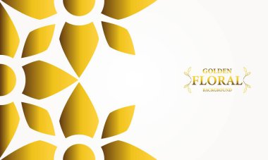 Altın yapraklı, soyut çiçek arkaplanı. Tasarımınız için vektör illüstrasyonu.