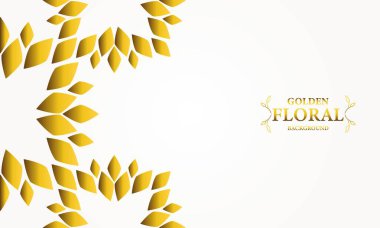 Altın yapraklı, soyut çiçek arkaplanı. Tasarımınız için vektör illüstrasyonu.