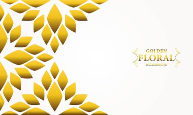 Altın yapraklı, soyut çiçek arkaplanı. Tasarımınız için vektör illüstrasyonu.