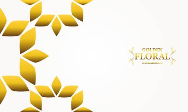 Altın yapraklı, soyut çiçek arkaplanı. Tasarımınız için vektör illüstrasyonu.