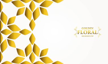Altın yapraklı, soyut çiçek arkaplanı. Tasarımınız için vektör illüstrasyonu.