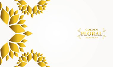 Altın yapraklı, soyut çiçek arkaplanı. Tasarımınız için vektör illüstrasyonu.