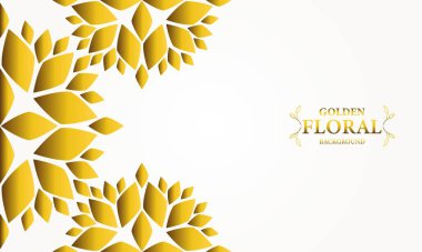 Altın yapraklı, soyut çiçek arkaplanı. Tasarımınız için vektör illüstrasyonu.