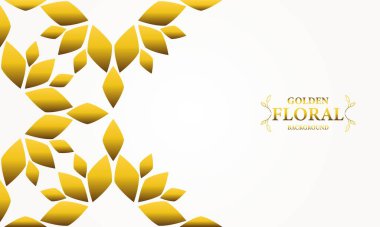 Altın yapraklı, soyut çiçek arkaplanı. Tasarımınız için vektör illüstrasyonu.