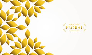 Altın yapraklı, soyut çiçek arkaplanı. Tasarımınız için vektör illüstrasyonu.