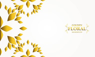 Altın yapraklı, soyut çiçek arkaplanı. Tasarımınız için vektör illüstrasyonu.