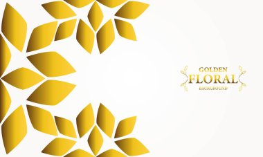 Altın yapraklı, soyut çiçek arkaplanı. Tasarımınız için vektör illüstrasyonu.