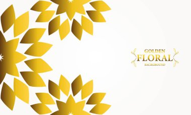Altın yapraklı, soyut çiçek arkaplanı. Tasarımınız için vektör illüstrasyonu.