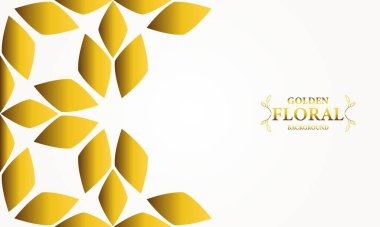 Altın yapraklı, soyut çiçek arkaplanı. Tasarımınız için vektör illüstrasyonu.