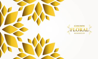 Altın yapraklı, soyut çiçek arkaplanı. Tasarımınız için vektör illüstrasyonu.