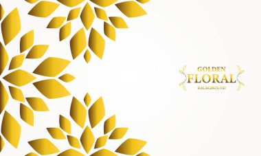 Altın yapraklı, soyut çiçek arkaplanı. Tasarımınız için vektör illüstrasyonu.