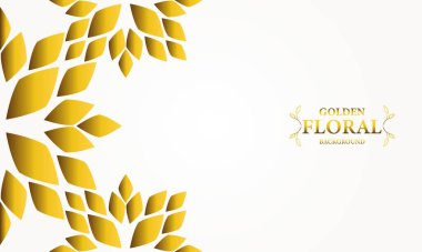Altın yapraklı, soyut çiçek arkaplanı. Tasarımınız için vektör illüstrasyonu.