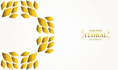 Altın yapraklı, soyut çiçek arkaplanı. Tasarımınız için vektör illüstrasyonu.