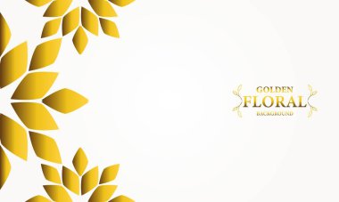 Altın yapraklı, soyut çiçek arkaplanı. Tasarımınız için vektör illüstrasyonu.