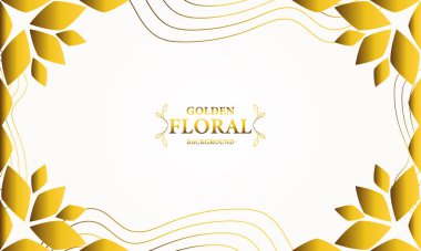 Altın yapraklı, soyut çiçek arkaplanı. Tasarımınız için vektör illüstrasyonu.